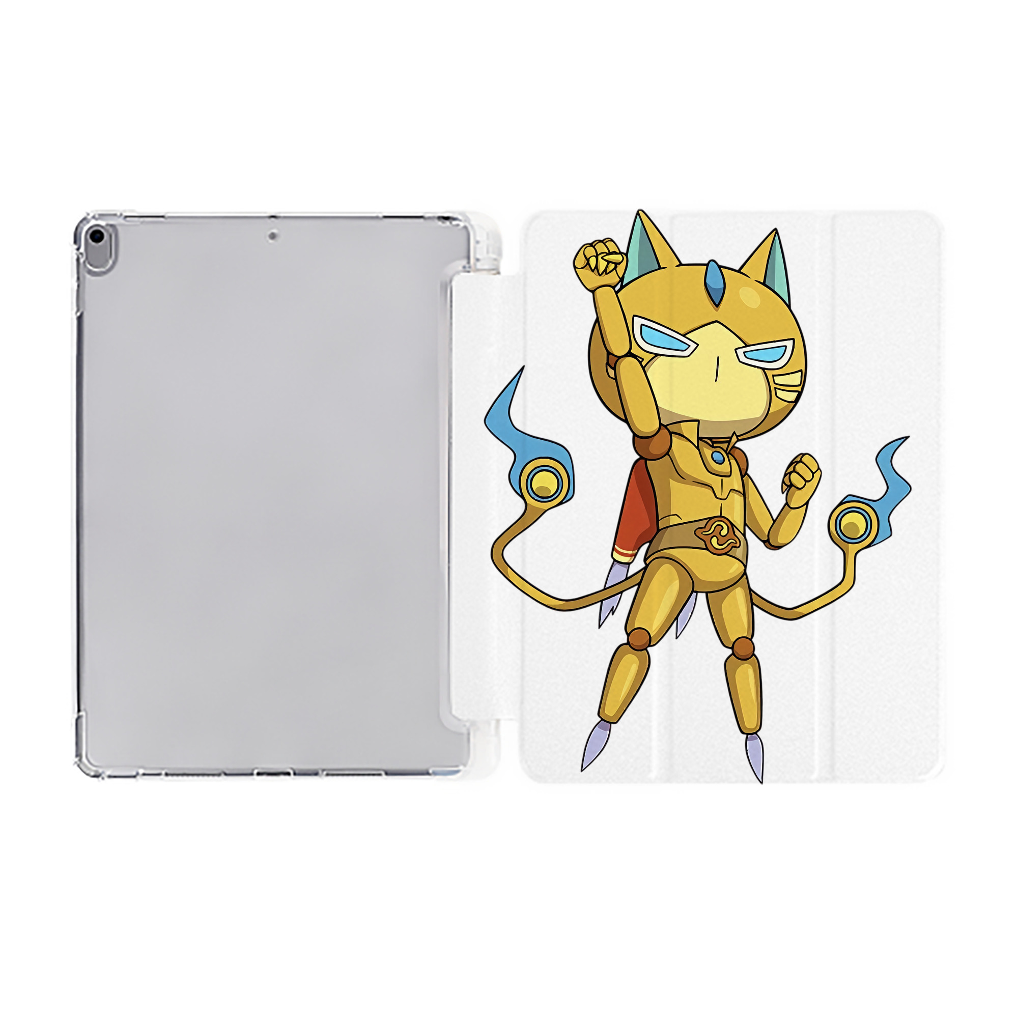 （画像用） 妖怪ウォッチ Yo-kai Watch IPad ケース ペン収納付き 三つ折りスタンド PUレザー×シリコン 対応機種9.5/10.5/10.9インチ